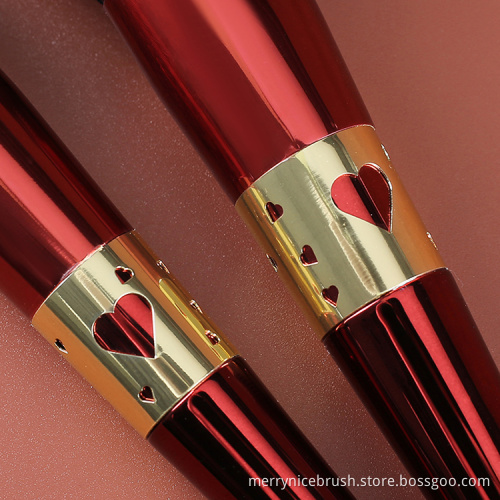 Merrynice new arrival private label red 7Pcs makeup brush set custom makeup brushes